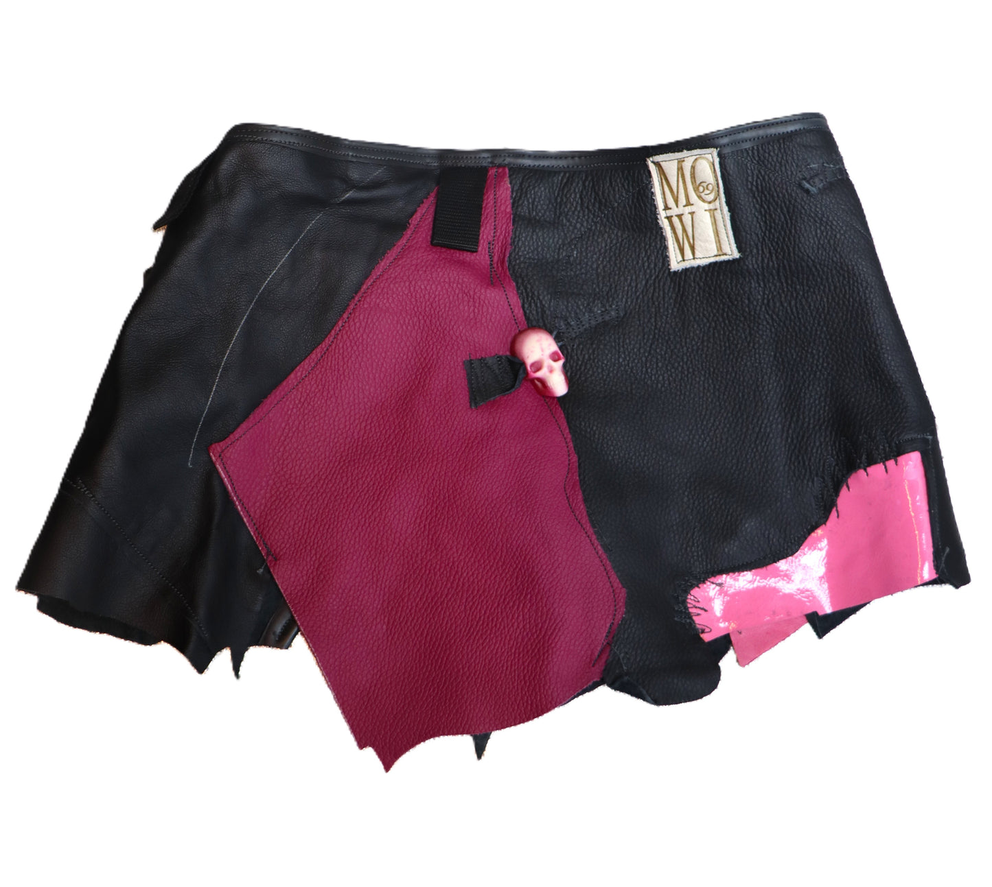 Lederrock pink mit Totenköpfe