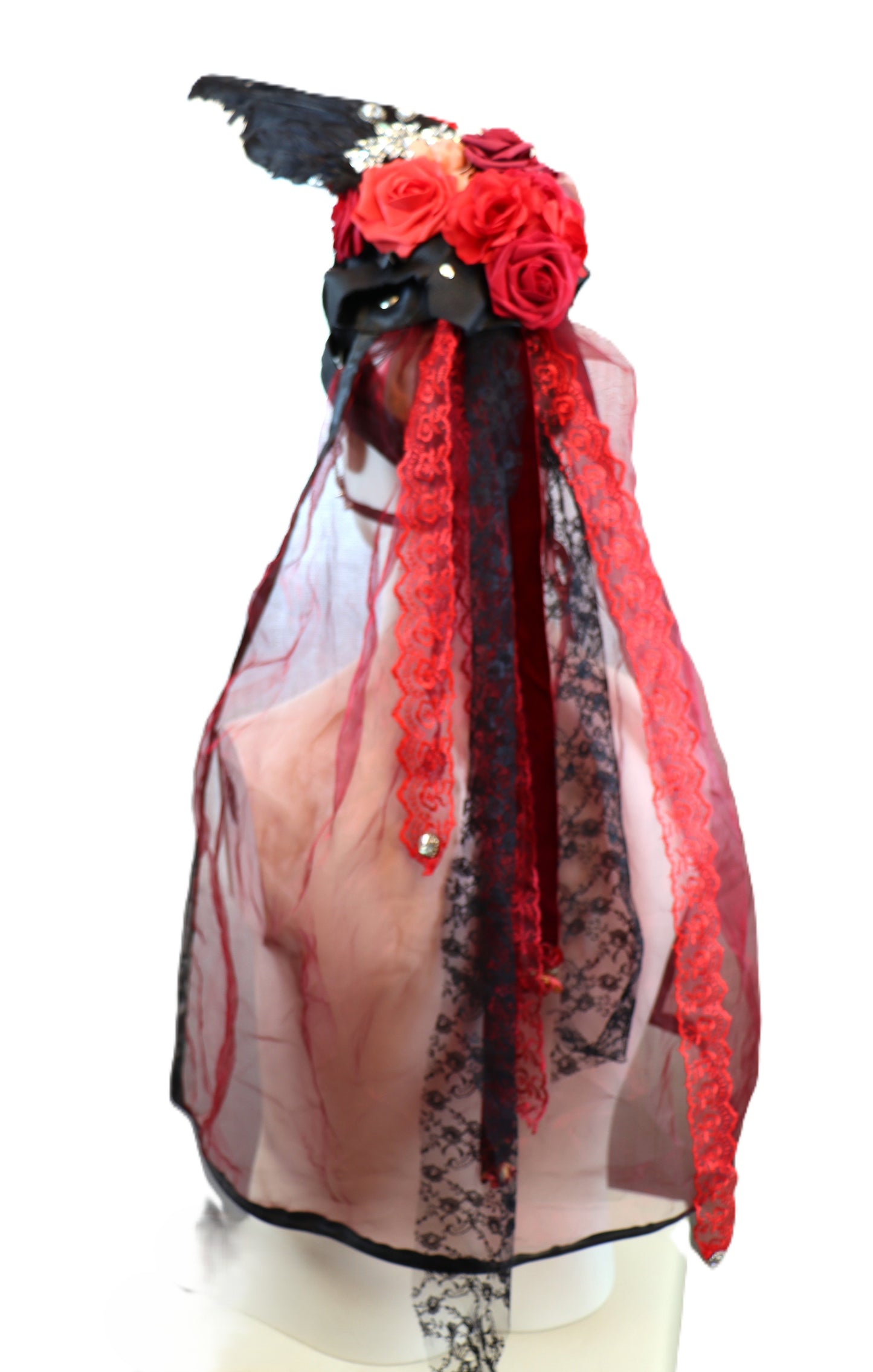 Kopfschmuck mit Schädel/Rabenschwinge