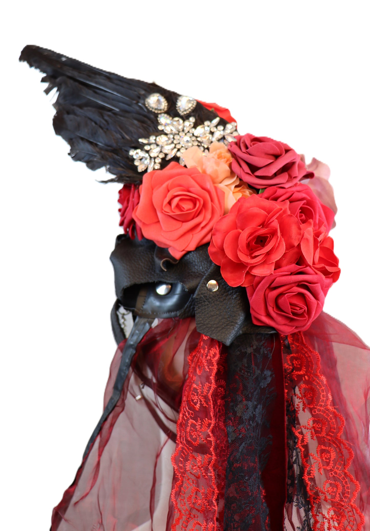 Kopfschmuck mit Schädel/Rabenschwinge