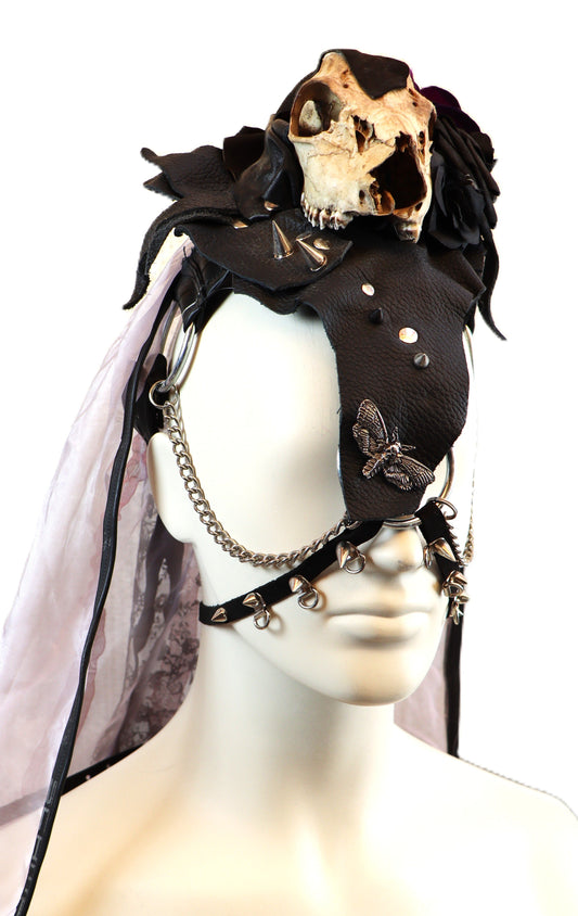 Kopfschmuck mit Schädel und Rose