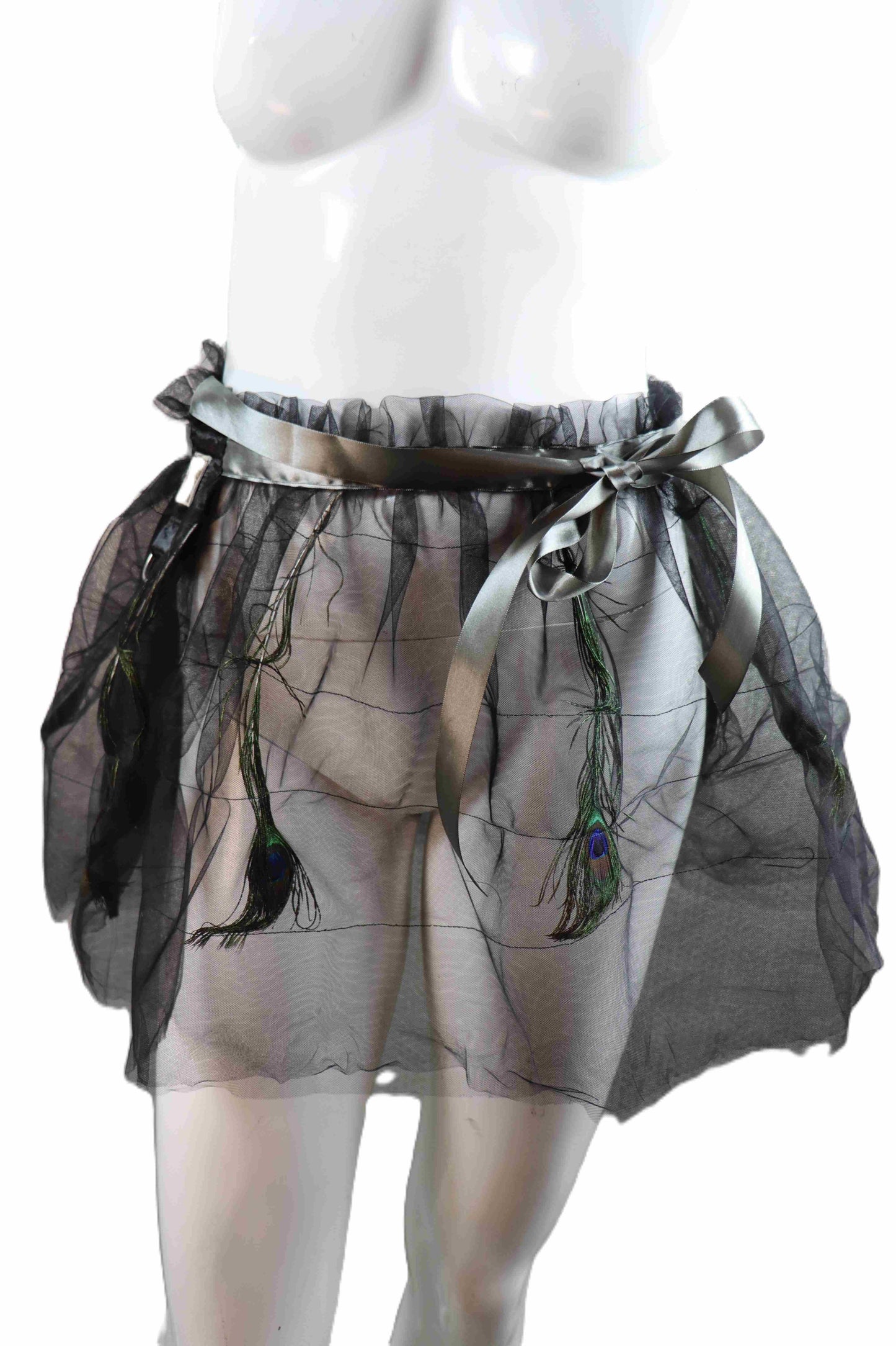 Tüll mit  Pfauenfedern