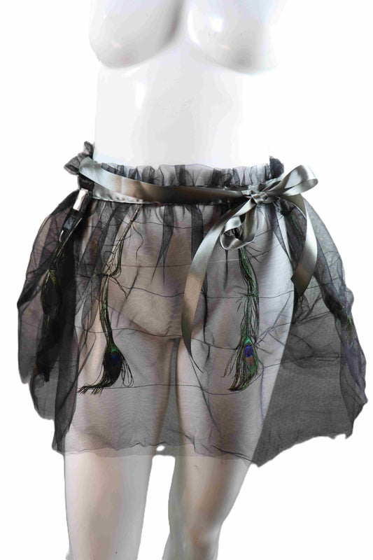 Tüll mit  Pfauenfedern